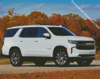 White Chevrolet Tahoe diamond painting