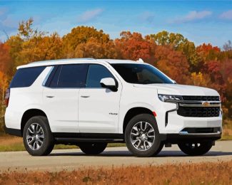 White Chevrolet Tahoe diamond painting