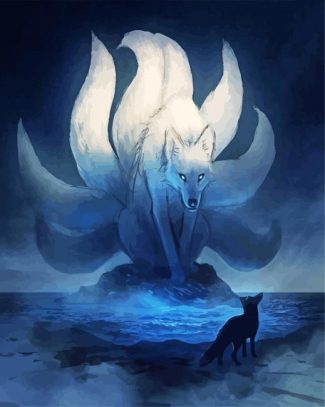 White Kitsune diamond painting