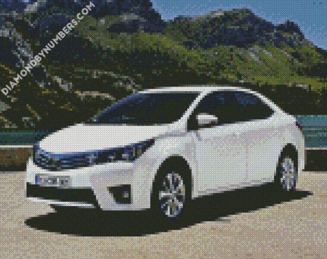 White Toyota Car diamond painting