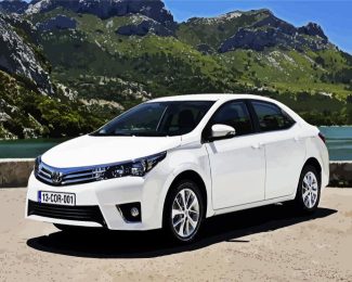 White Toyota Car diamond painting