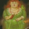 Woman And Parrot Botero Art diamond paintings