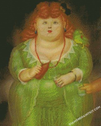 Woman And Parrot Botero Art diamond paintings