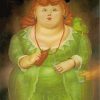 Woman And Parrot Botero Art diamond painting