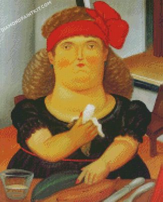 Woman Eating Banana Botero Art diamond paintings