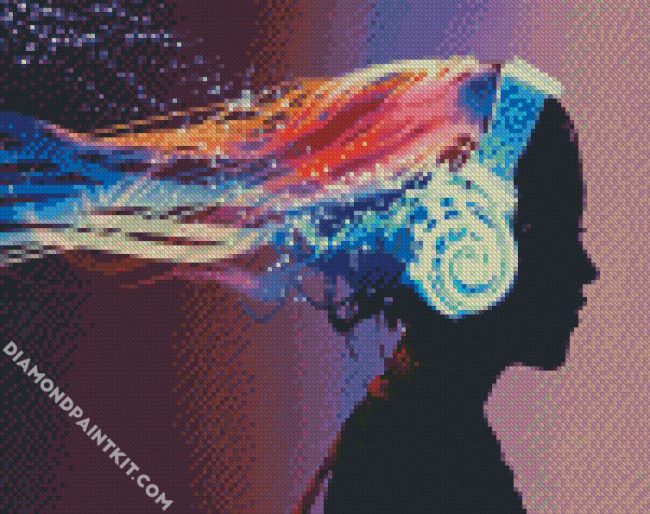 Woman With Headphones diamond painting