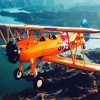 Yellow Biplane diamond painting