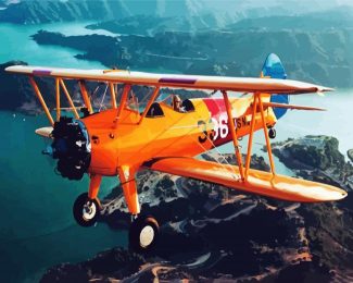 Yellow Biplane diamond painting