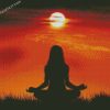 Yoga Girl Silhouette Sunset diamond paintings