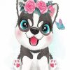 adorable husky diamond painting