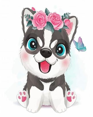 adorable husky diamond painting