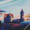 Aestehtic Lighthouse Illustration diamond painting