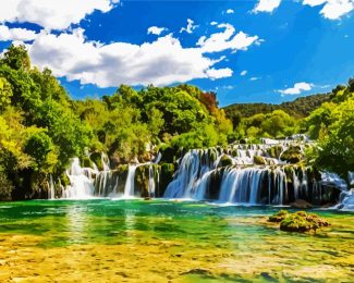 Aesthetic Croatia Krka National Park diamond painting