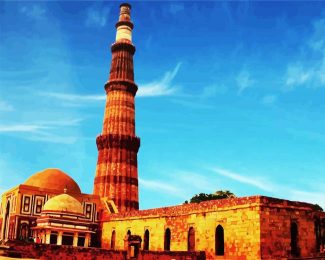 Aesthetic Qutab Minar Delhi diamond painting