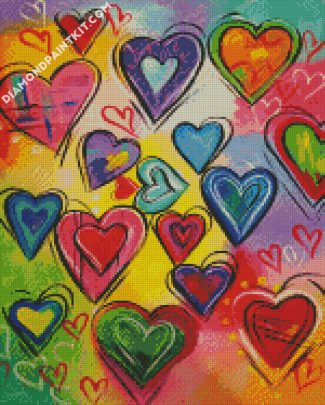 aesthetic colroful hearts diamond paintings