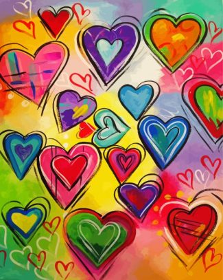 aesthetic colroful hearts diamond painting