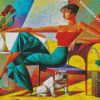 Aesthetic Cubist Woman And Dog diamond painting