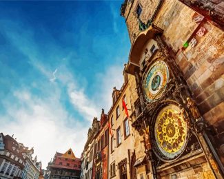 aesthetic prague astronomical clock czech diamond painting