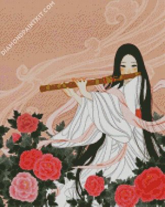 Aesthetic Woman Playing Flute diamond paintings