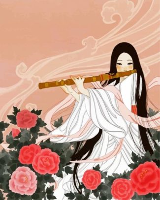 Aesthetic Woman Playing Flute diamond painting