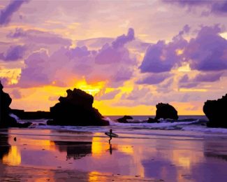 Biarritz Beach At Sunset diamond painting