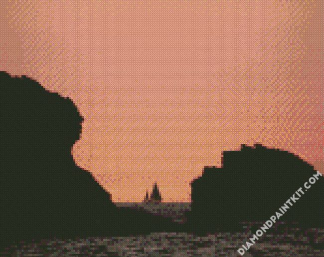 Biarritz Beach At Sunset Silhouette diamond painting