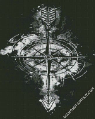 Black And White Compass diamond painting