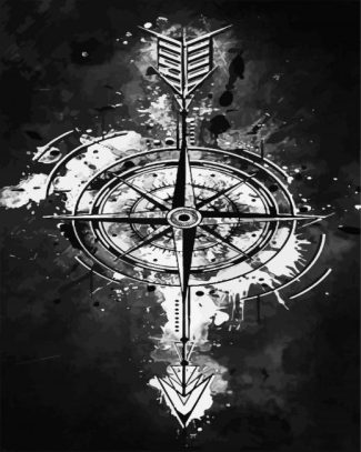 Black And White Compass diamond painting