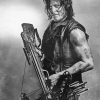 black and white Daryl Dixon diamond painting