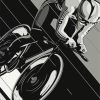 black and white cyclist man diamond painting