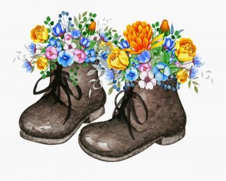 black floral shoes diamond painting