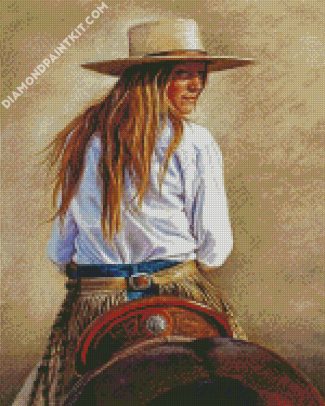 Blonde Cowgirl diamond painting