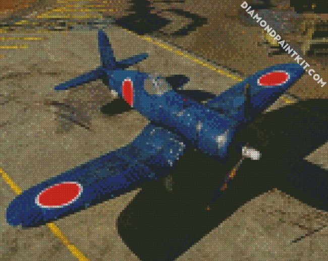 blue f4u airplaine diamond painting