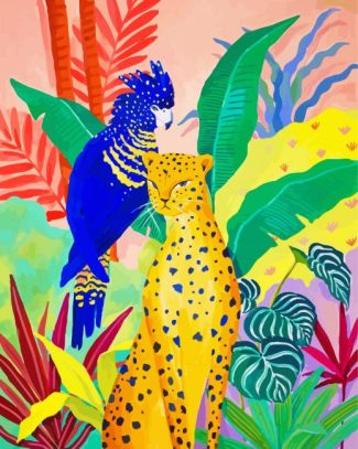 blue parrot and tiger diamond painting