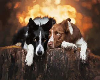 brown and black collies diamond painting