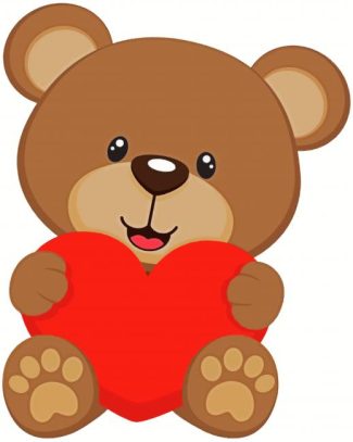 brown bear and heart diamond painting