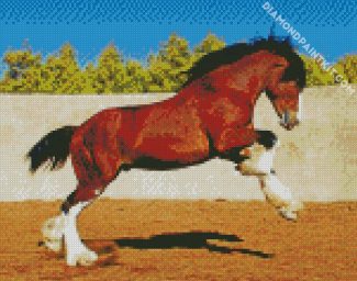 Brown Clydesdale diamond painting