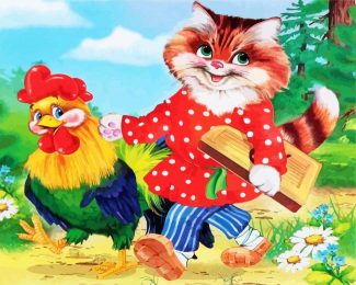 Cat And Chicken diamond painting