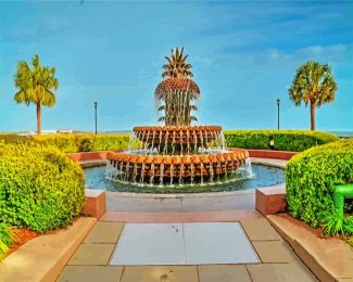 charleston sc pineapple fountain diamond painting