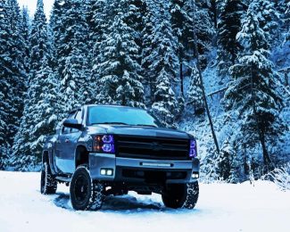 Chevy In Snow diamond painting