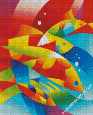 Colorful Cubsim Fishes diamond painting