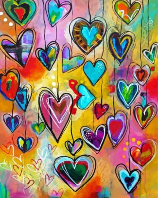 colroful hearts diamond painting