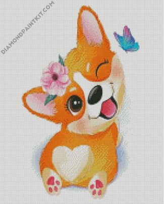 corgi and butterfly diamond paintings