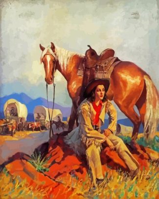 Cowgirl And Horse Art diamond painting