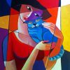 Cubist Woman And Cat diamond painting