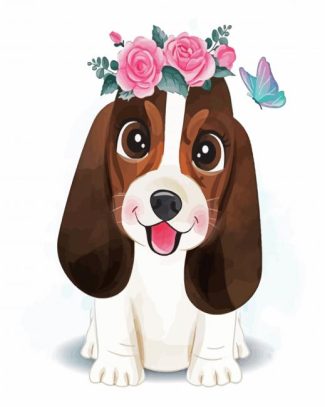 cute basset hound diamond painting