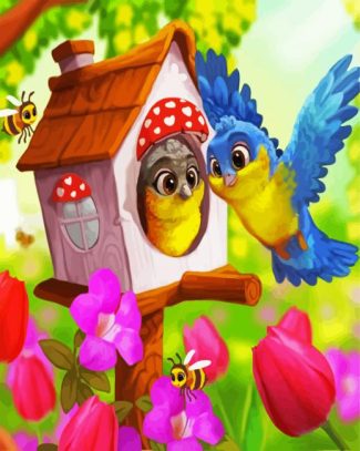 Cute Birds And Bees diamond painting