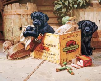 Cute Black Dogs diamond painting