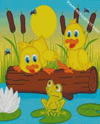 Cute Chicks And Frogs diamond paintings