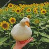 Cute Duck And Sun Flowers diamond painting